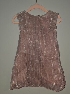 Cat & Jack Girls' Shimmery Rose Gold Pleated Party Dress
